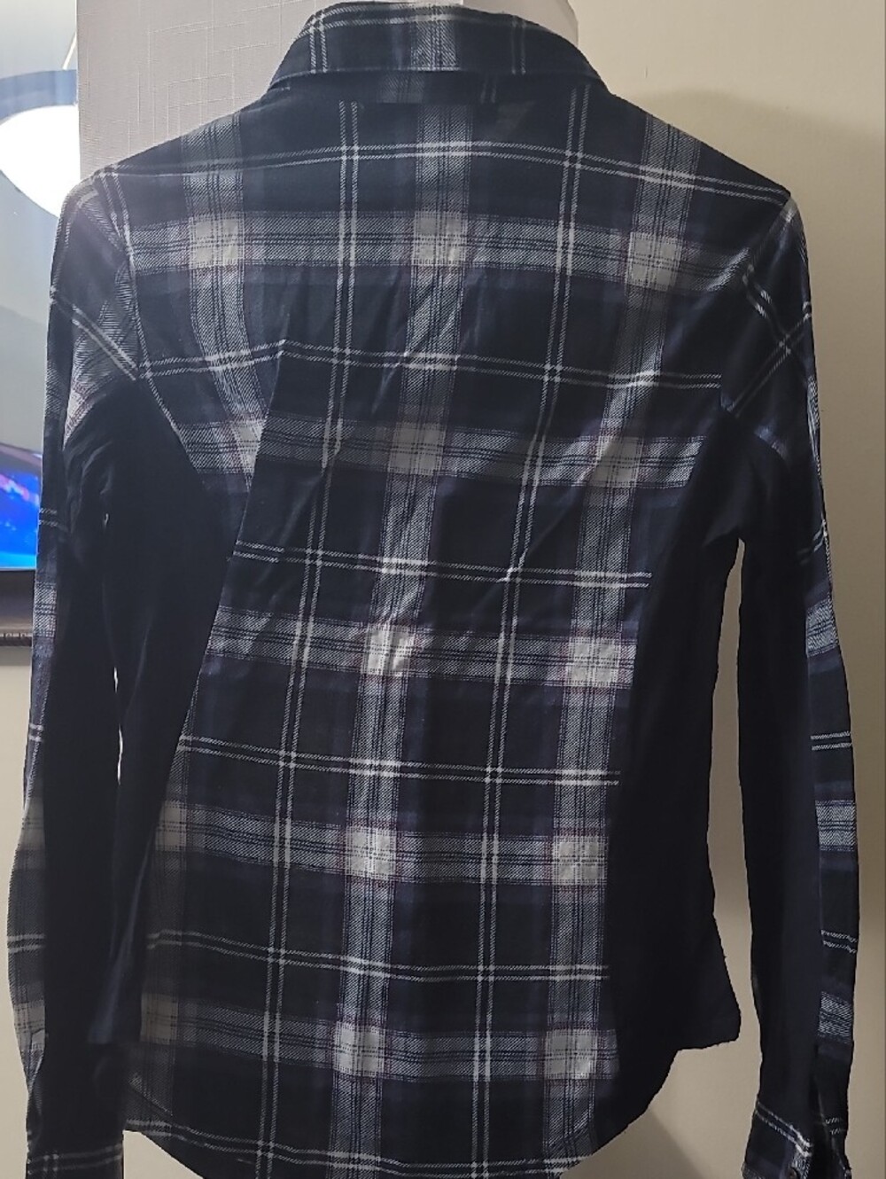 Polly & Esther Navy, White and Light Blue Plaid Button-Up Shirt - Picture 5 of 7